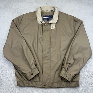 Members Only Mariner Jacket Mens Large Tan Beige Bomber Classic Coat Lightweight